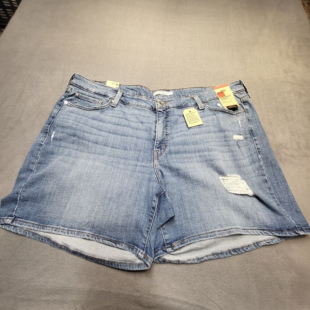 Signature Levis Jean Shorts New Womens 24W Mid Length Stretch Rolled Cuff